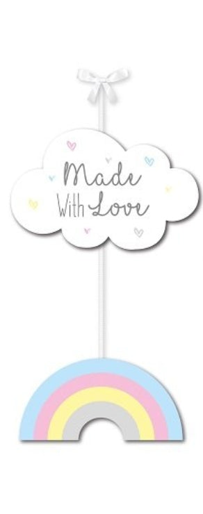 Wooden made with love hanging sign