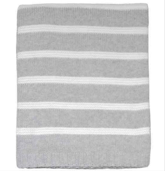 Grey & white stripe organic cotton blanket