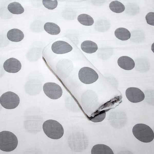 Grey spot organic cotton muslin